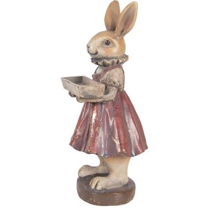 Decorazione coniglio Clayre & Eef beige rosso 10x8x20 cm