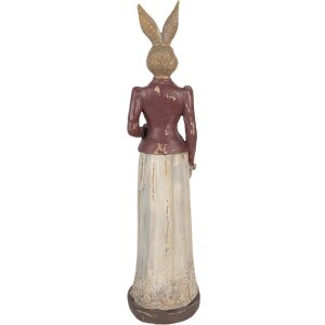 Statua di coniglio Clayre & Eef 9x9x35 cm Marrone Rosso Decorazione Pasqua Primavera
