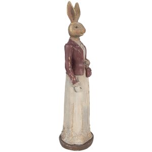 Statua di coniglio Clayre & Eef 9x9x35 cm Marrone Rosso Decorazione Pasqua Primavera