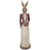 Statua di coniglio Clayre & Eef 9x9x35 cm Marrone Rosso Decorazione Pasqua Primavera