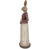 Statua di coniglio Clayre & Eef 9x9x35 cm Marrone Rosso Decorazione Pasqua Primavera