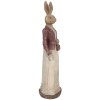 Statua di coniglio Clayre & Eef 9x9x35 cm Marrone Rosso Decorazione Pasqua Primavera
