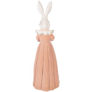 Coniglio decorativo Clayre & Eef bianco e rosa 18x16x53 cm
