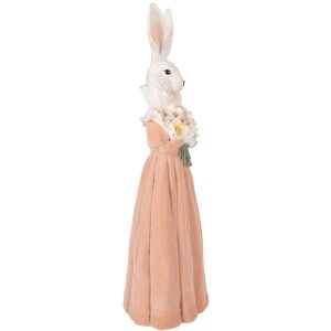 Coniglio decorativo Clayre & Eef bianco e rosa 18x16x53 cm