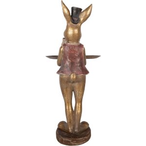 Decorazione con coniglio e ciotola Clayre & Eef 6PR6001 Marrone-Rosso 19x15x52 cm