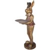 Decorazione con coniglio e ciotola Clayre & Eef 6PR6001 Marrone-Rosso 19x15x52 cm
