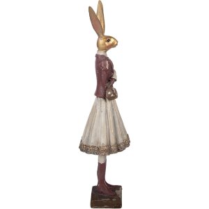 Decorazione coniglio Clayre & Eef Gold con dettagli rossi 10x9x32 cm
