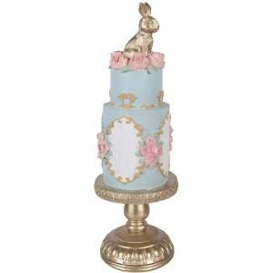 Decorazione per torta Clayre & Eef 6PR6006 Oro con accenti blu Ø 12x37 cm