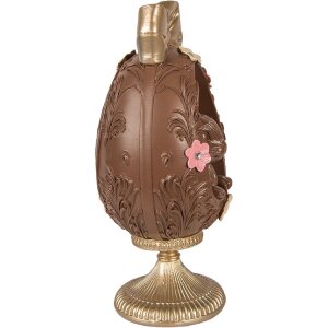 Decorazione uovo con coniglio Clayre & Eef marrone-gold Ø 12x26 cm