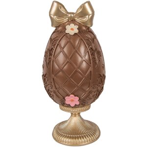 Decorazione uovo con coniglio Clayre & Eef marrone-gold Ø 12x26 cm