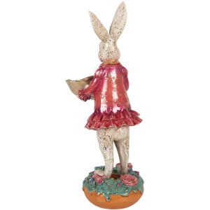Decorazione Coniglio con Ciotola Clayre & Eef Beige Rosa 11x14x30 cm