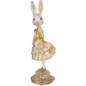 Decorazione con coniglio Clayre & Eef Beige-Gold Ø 13x36 cm