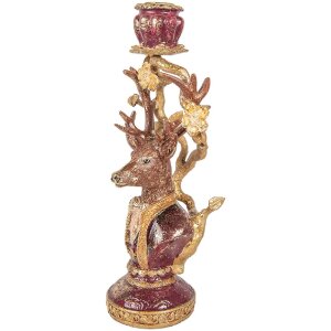 Stendino per candele Cervo lilla-gold Clayre & Eef 14x11x31 cm