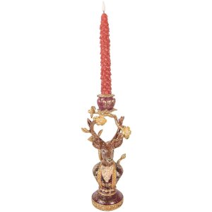Stendino per candele Cervo lilla-gold Clayre & Eef 14x11x31 cm