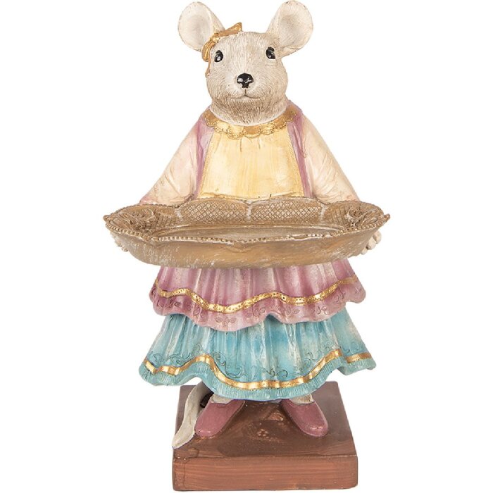 Decorazione topo con ciotola Clayre & Eef 6PR6044 Beige 17x15x26 cm