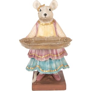 Decorazione topo con ciotola Clayre & Eef 6PR6044 Beige 17x15x26 cm