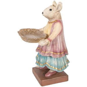 Decorazione topo con ciotola Clayre & Eef 6PR6044 Beige 17x15x26 cm