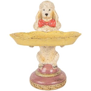 Decorazione con cane e ciotola Clayre & Eef 6PR6048 beige-giallo 15x16x21 cm