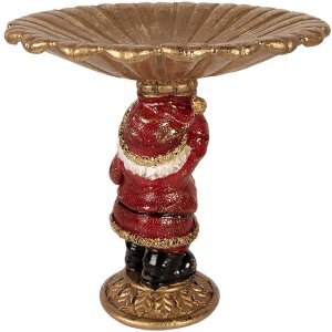 Decorazione Babbo Natale Clayre & Eef con ciotola oro rosso 24x19x24 cm