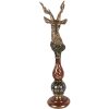 Decorazione Cervo Oro con Dettagli Rossi Clayre & Eef 14x17x49 cm