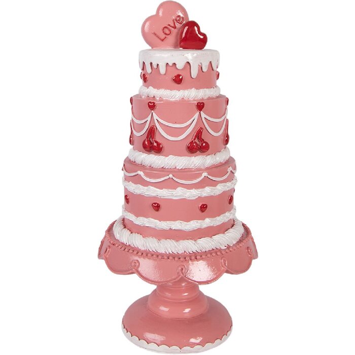 Decorazione torta Clayre & Eef Rosa-Bianco Ø 16x33 cm
