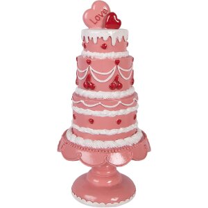 Decorazione torta Clayre & Eef Rosa-Bianco Ø 16x33 cm