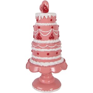 Decorazione torta Clayre & Eef Rosa-Bianco Ø 16x33 cm
