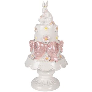 Decorazione torta Clayre & Eef bianco-rosa Ø 15x29 cm