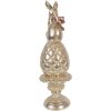 Decorazione con coniglio su uovo Clayre & Eef Ø 8x28 cm Oro con fiocco rosa