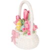 Cesto da decorazione Clayre & Eef 6PR6071 Bianco con accenti rosa 14x11x18 cm