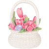 Cesto da decorazione Clayre & Eef 6PR6071 Bianco con accenti rosa 14x11x18 cm
