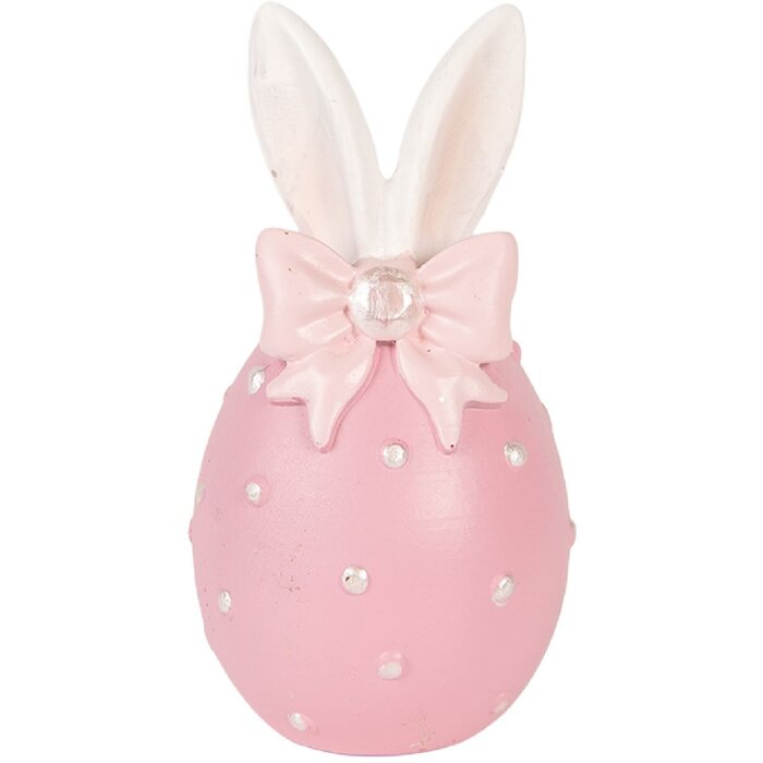 Decorazione uovo Clayre & Eef design delicato rosa-bianco Ø 6x12 cm