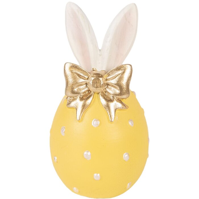 Decorazione Uovo Clayre & Eef Giallo-Bianco Ø 6x12 cm