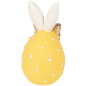 Decorazione Uovo Clayre & Eef Giallo-Bianco Ø 6x12 cm