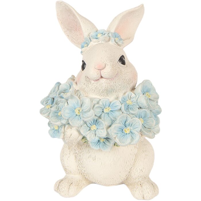 Decorazione coniglio Clayre & Eef bianco-blu 9x10x13 cm