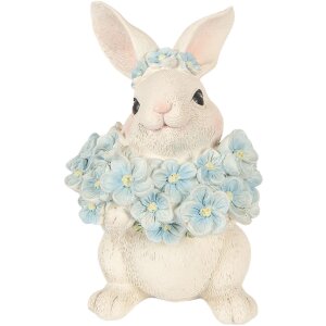 Decorazione coniglio Clayre & Eef bianco-blu 9x10x13 cm