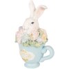 Decorazione coniglio in ciotola Clayre & Eef Bianco-Blu 11x9x16 cm