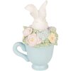 Decorazione coniglio in ciotola Clayre & Eef Bianco-Blu 11x9x16 cm