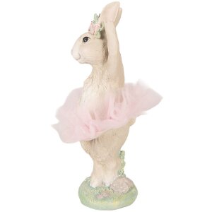 Clayre & Eef 6PR6078 Dekoration Kaninchen Beige-Rosa 10x9x27 cm
