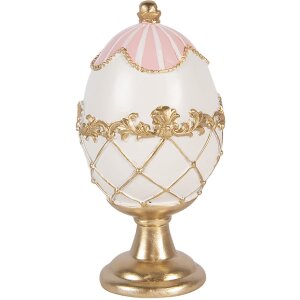 Decorazione uovo Clayre & Eef Ø 8x15 cm Bianco con accenti dorati