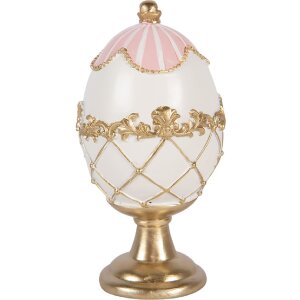 Decorazione uovo Clayre & Eef Ø 8x15 cm Bianco con accenti dorati