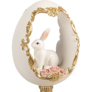 Decorazione uovo con coniglio Clayre & Eef 6PR6106 bianco-oro 12x11x22 cm