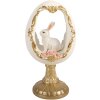Decorazione uovo con coniglio Clayre & Eef 6PR6106 bianco-oro 12x11x22 cm