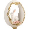 Decorazione uovo con coniglio Clayre & Eef 6PR6106 bianco-oro 12x11x22 cm