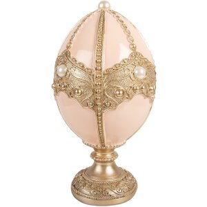 Decorazione a forma di uovo Clayre & Eef 6PR6109 rosa delicato con accento dorato Ø 15x27 cm