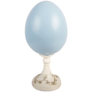 Decorazione uovo con coniglio Clayre & Eef Bianco-Blu 13x12x28 cm