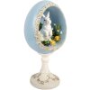 Decorazione uovo con coniglio Clayre & Eef Bianco-Blu 13x12x28 cm