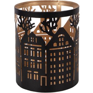 Portacandele con motivo casa Clayre & Eef in ferro...