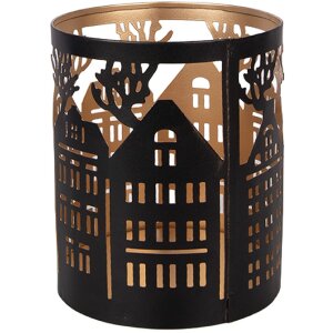 Portacandele con motivo casa Clayre & Eef in ferro...