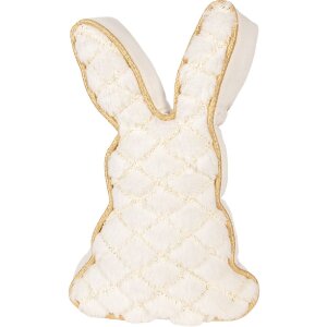 Stoppino porta / cuscino con motivo coniglio Clayre & Eef bianco con accenti dorati 20x7x31 cm